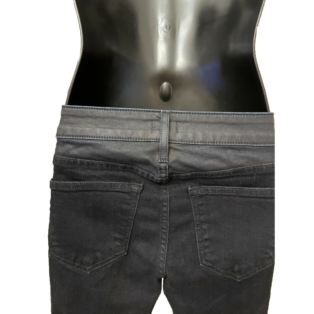 Cache Womens Low Rise Straight Leg Tuxedo Stripe Denim Jeans Size 0 Black Cotton - Picture 9 of 13